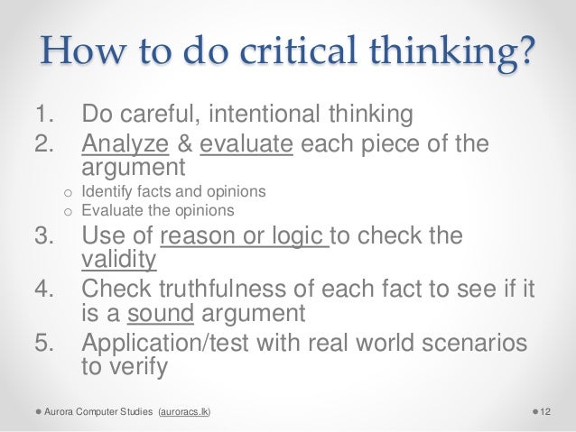 what is an argument in critical thinking slideshare