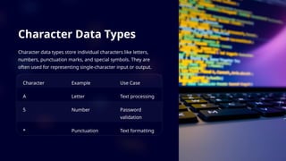 Data Types -Introduction to Data types-Data Types-Types of Data | PPT