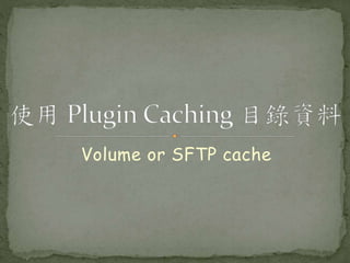Volume or SFTP cache
 