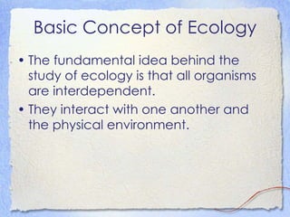Basic Concept of Ecology ,[object Object],[object Object]