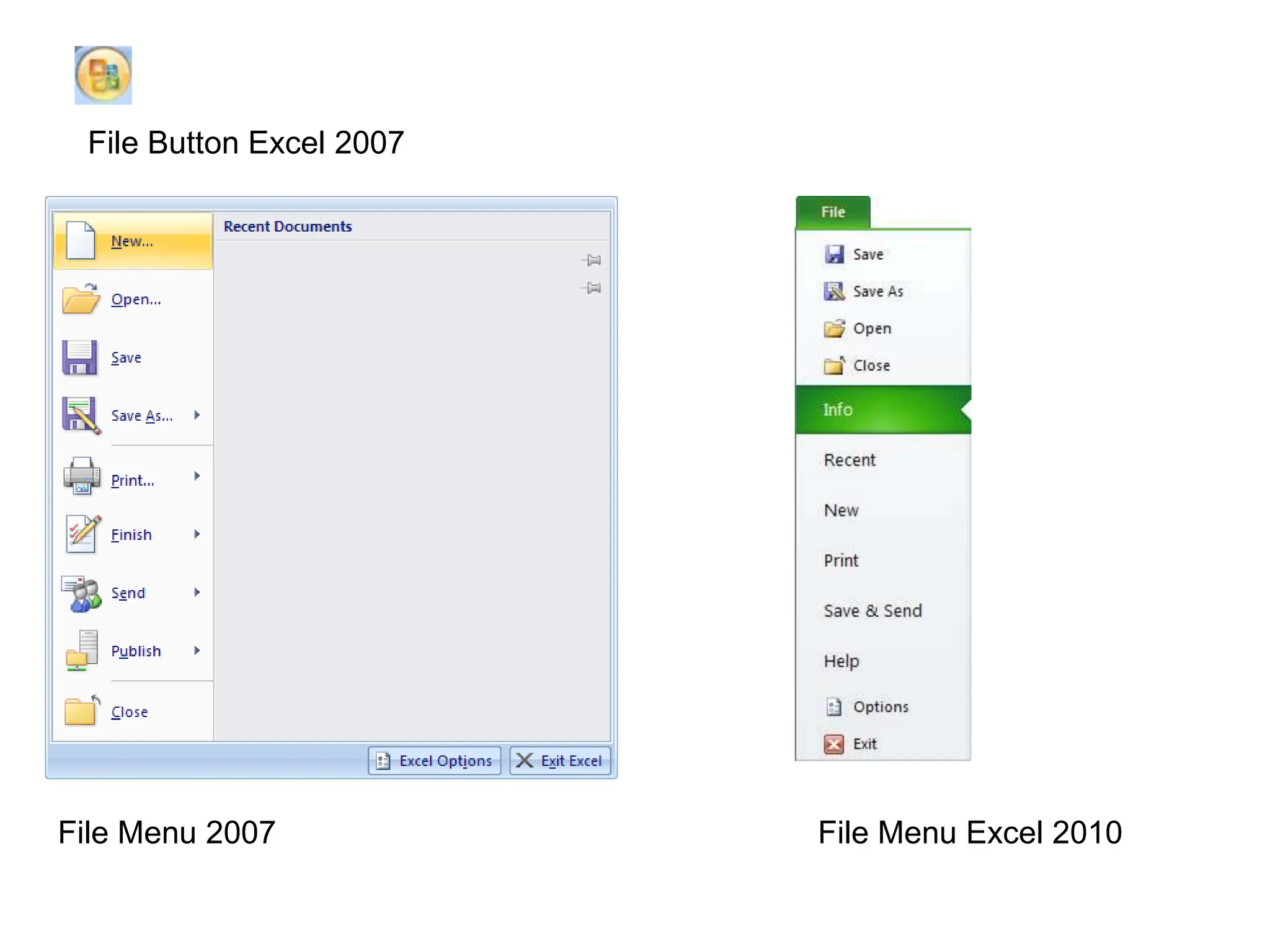 File Button Excel 2007 File Menu 2007 File Menu Excel 2010