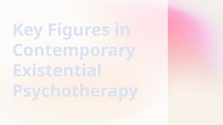 Key Figures in
Contemporary
Existential
Psychotherapy
 