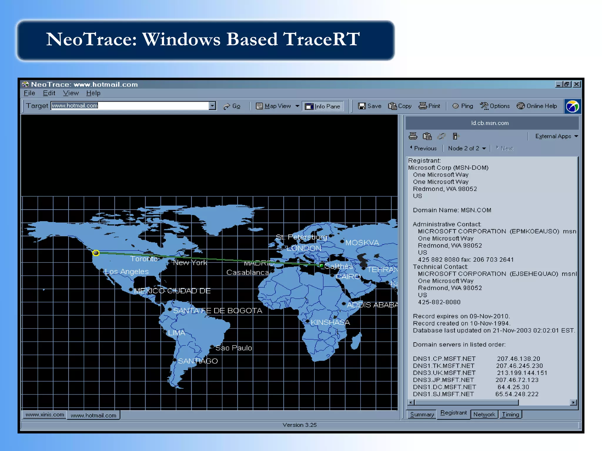 NeoTrace: Windows Based TraceRT 