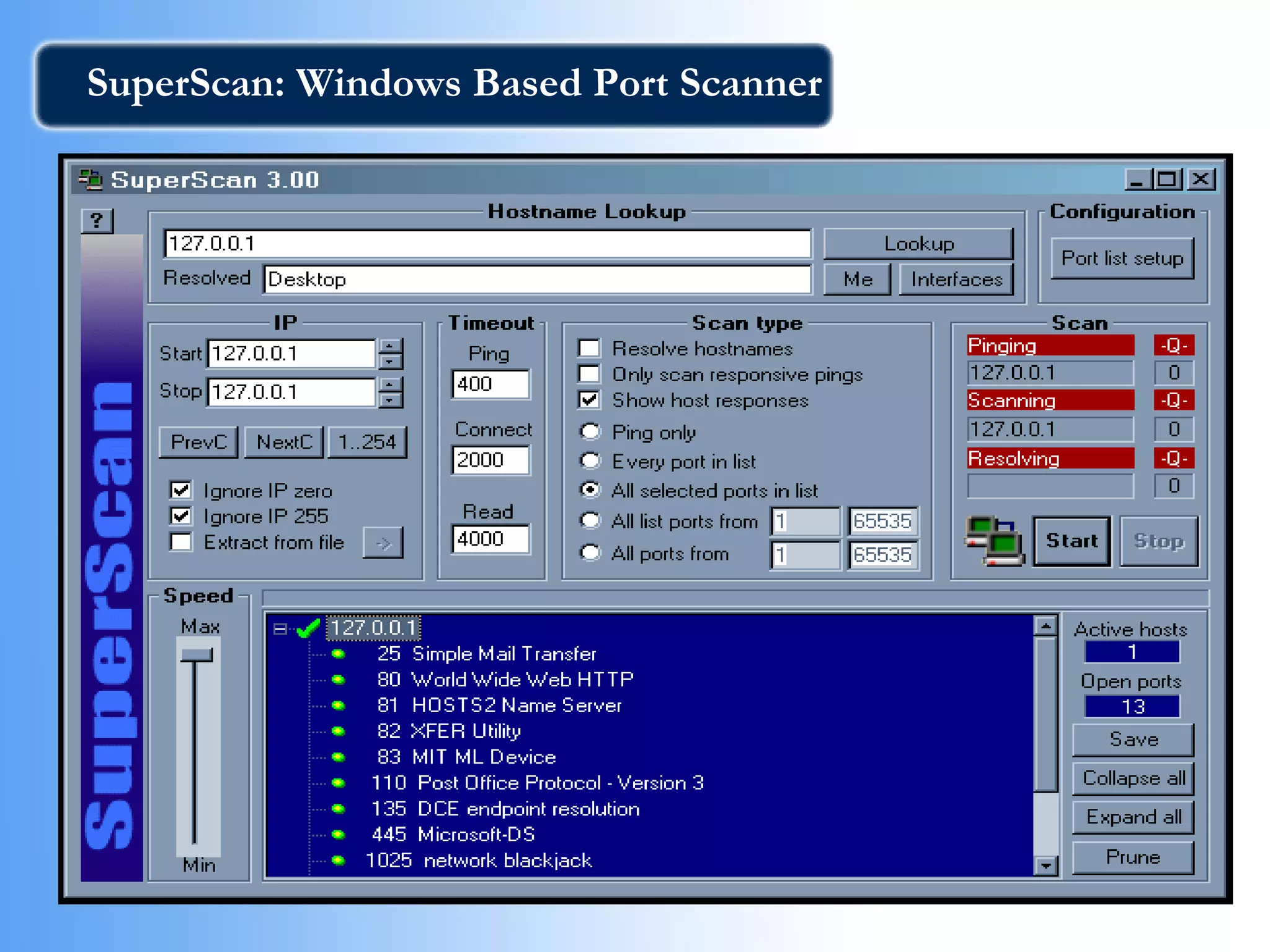SuperScan: Windows Based Port Scanner 