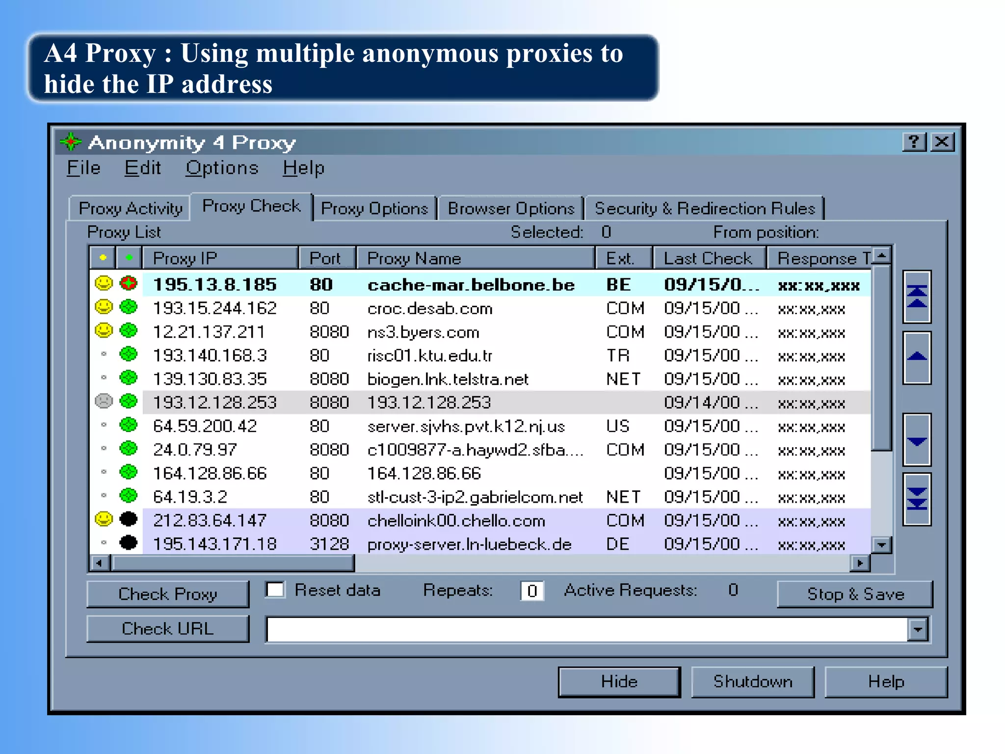 A4 Proxy : Using multiple anonymous proxies to hide the IP address 
