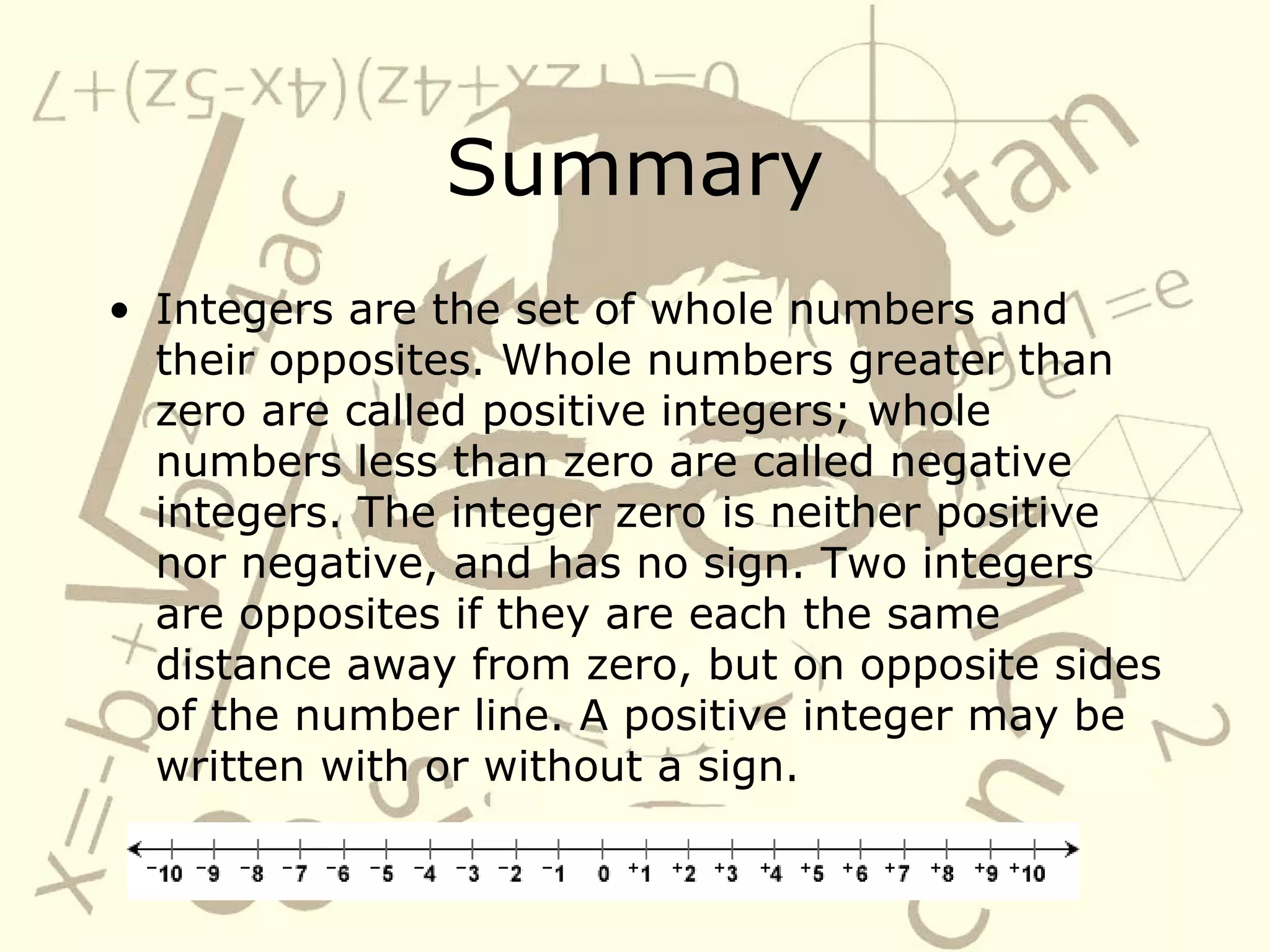 Introduction To Integers | PPT