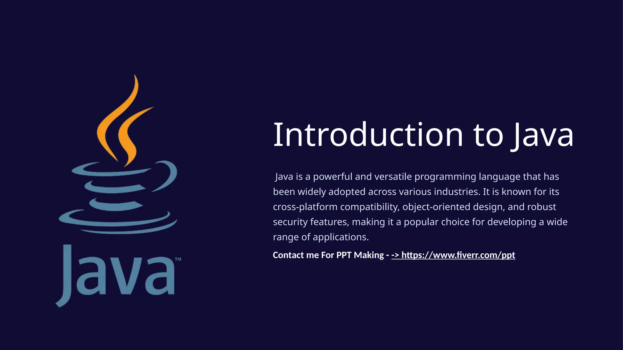 Introduction to Java Presentation , educational | PPT