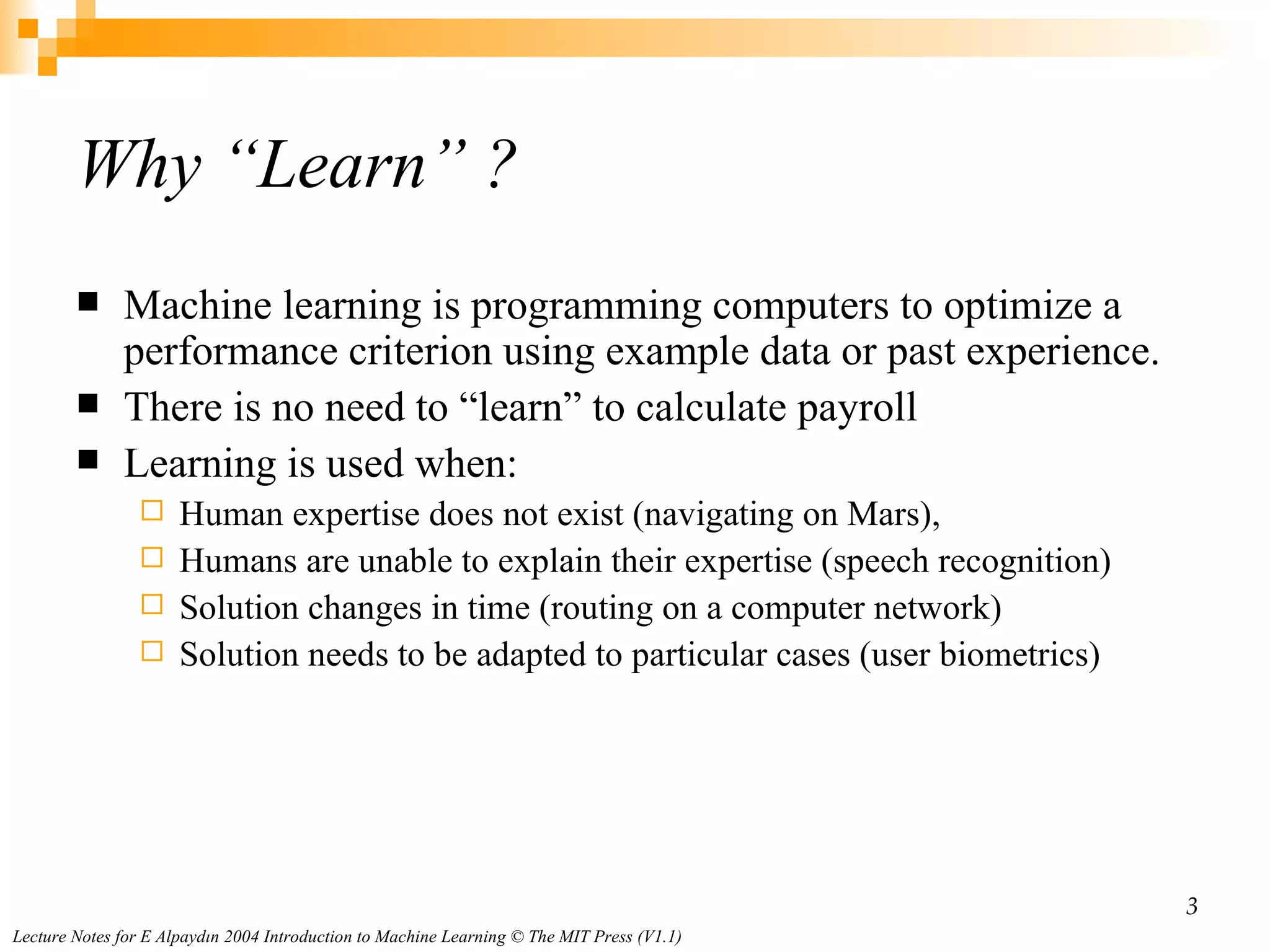 Introduction to Machine Learning | PPT