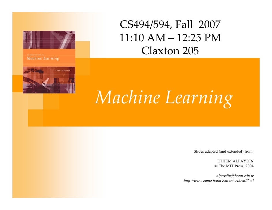 introduction to machine learning alpaydin