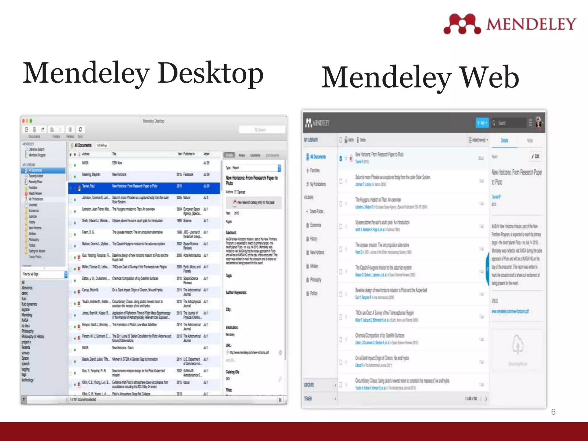 Mendeley Desktop Mendeley Web
6
 