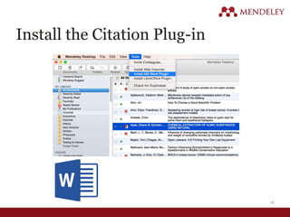 Reference Manger Basic Introduction to Mendeley Reference Manager | PPTX