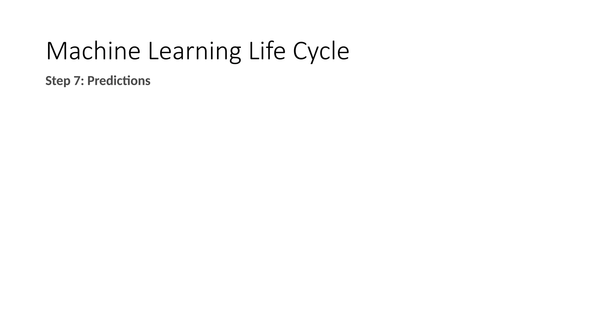 Machine Learning Life Cycle
Step 7: Predictions
 