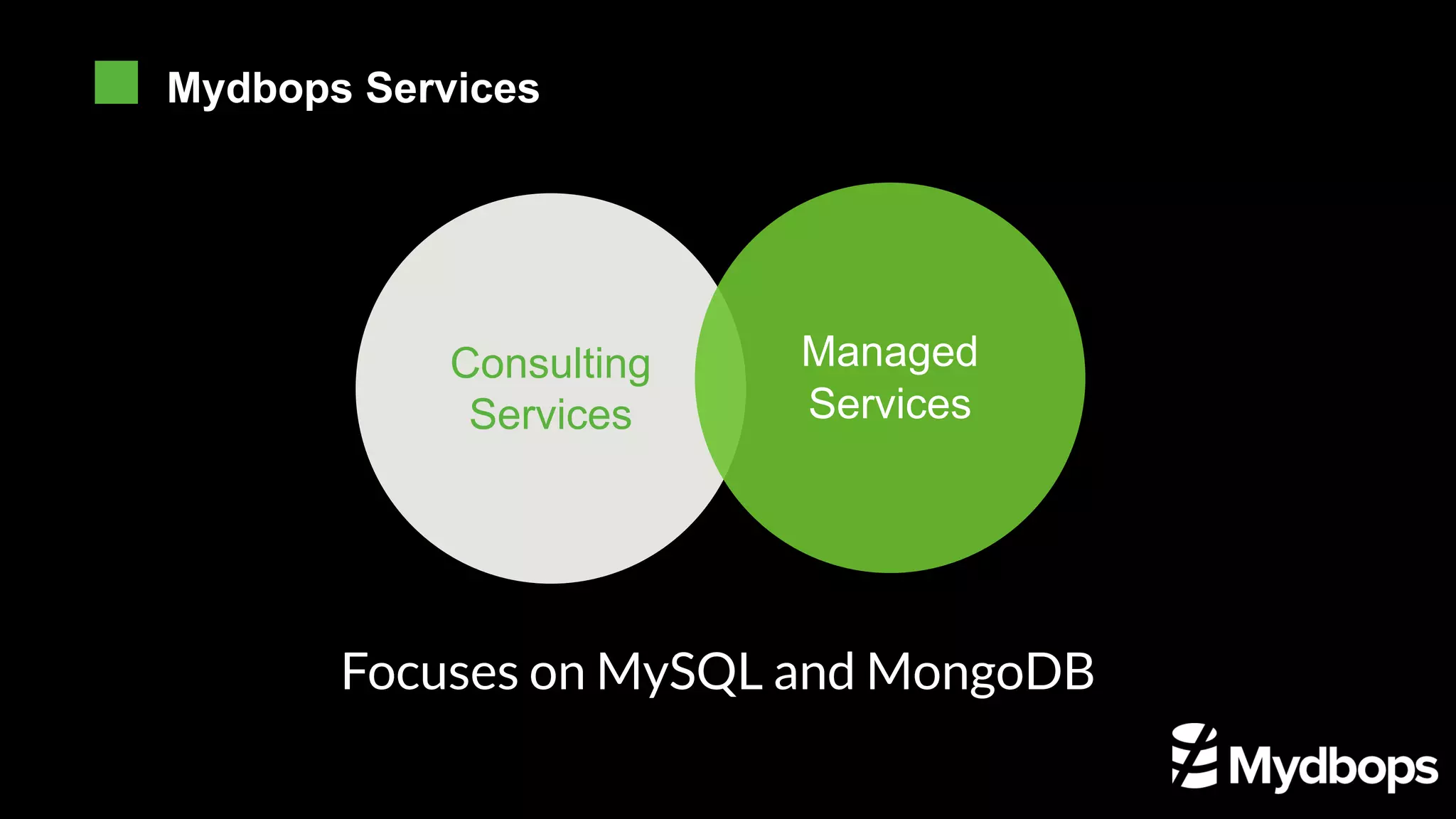 Consulting Services Managed Services Focuses on MySQL and MongoDB Mydbops Services 