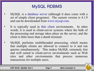 Introduction to MySQL - Part 1 | PPT | Databases | Computer Software ...