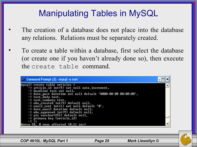 Introduction to MySQL - Part 1 | PPT