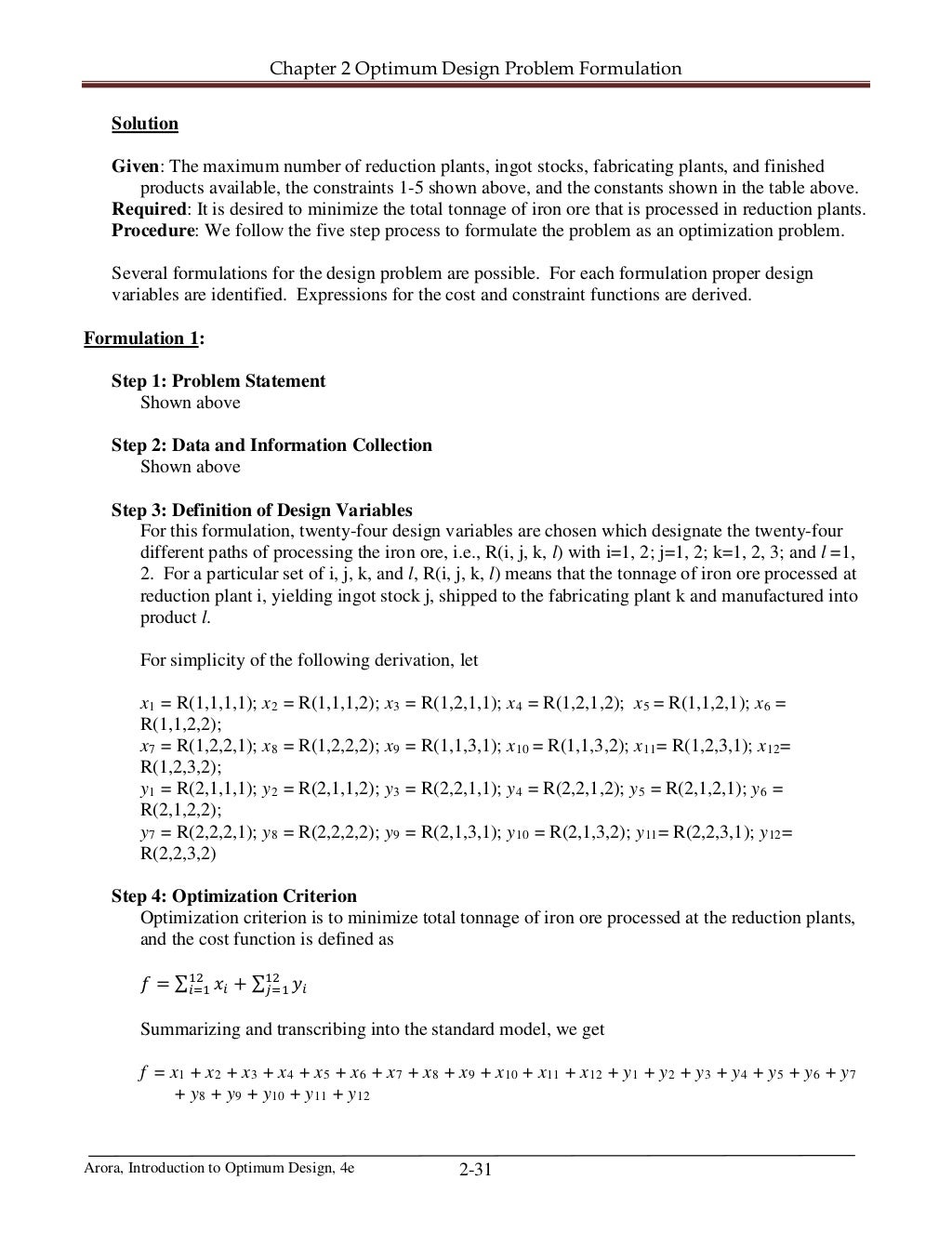 Introduction to Optimum Design 4th Edition Arora Solutions Manual