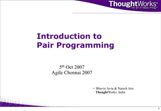 Introduction To Pair Programming