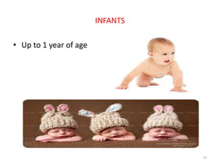INFANTS
• Up to 1 year of age
15
 