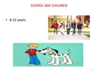 SCHOOL AGE CHILDREN
• 6-12 years
19
 