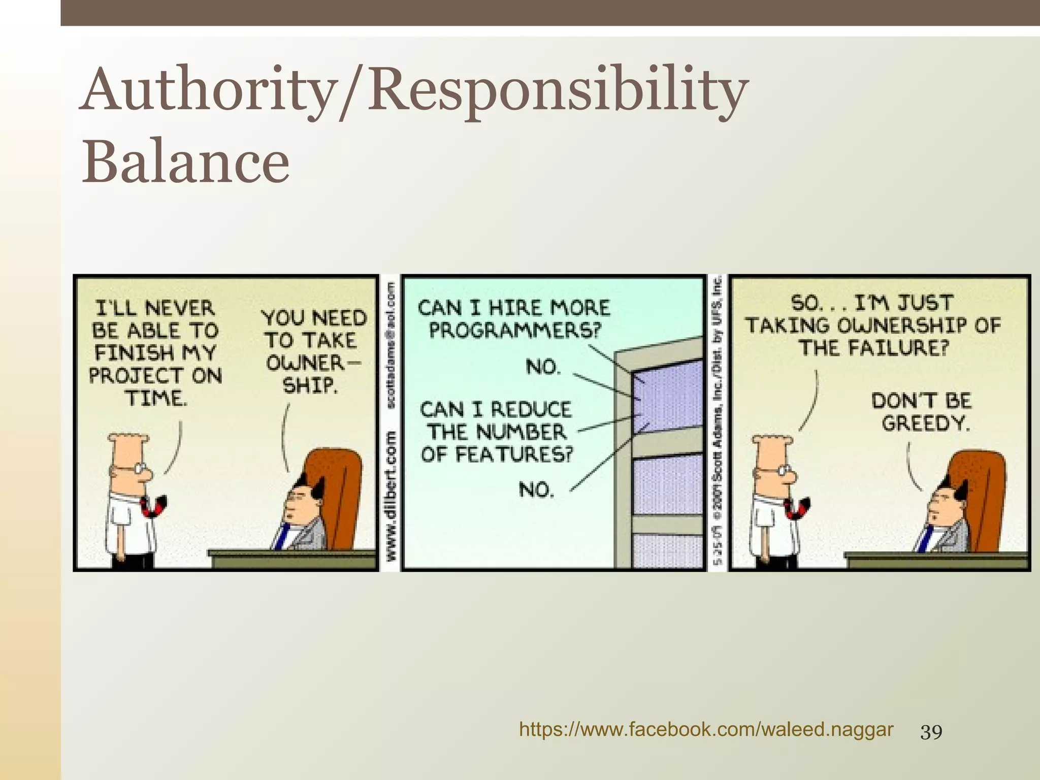 Authority/Responsibility
Balance
https://www.facebook.com/waleed.naggar 39
 