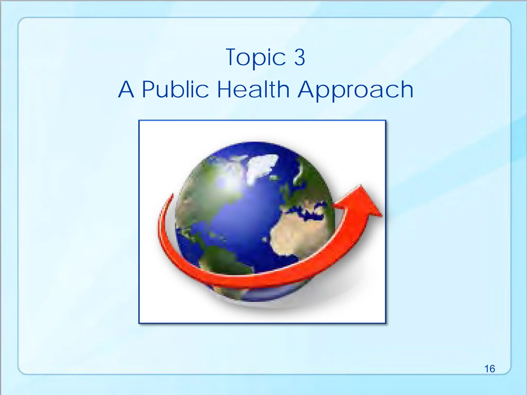 A Public Health Approach
Topic 3
16
 