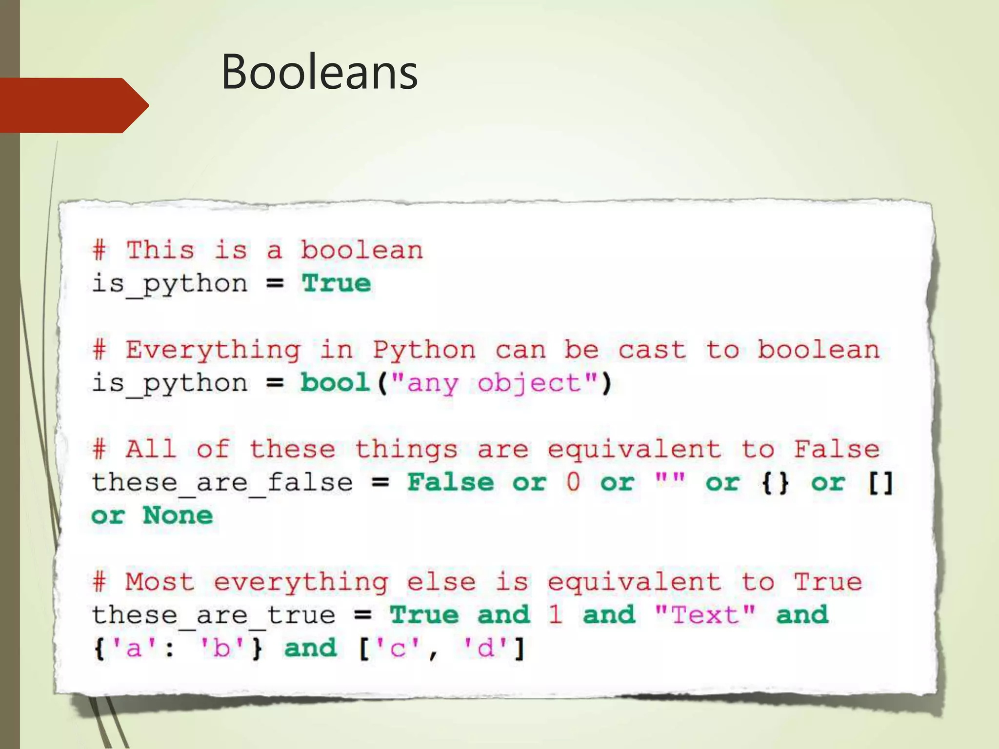 Booleans
 