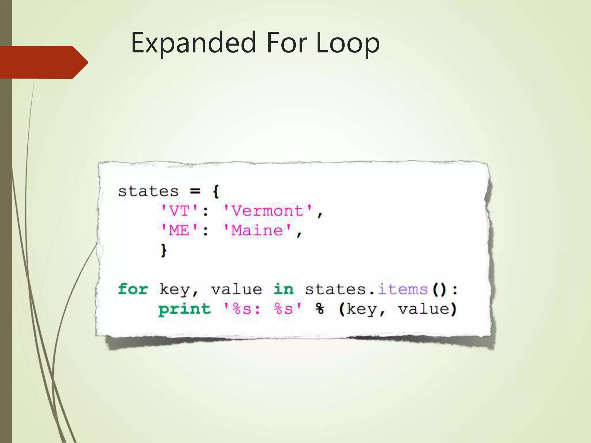 Expanded For Loop
 