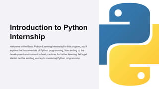 Introduction-to-Python-Internship report.pptx | Programming Languages ...