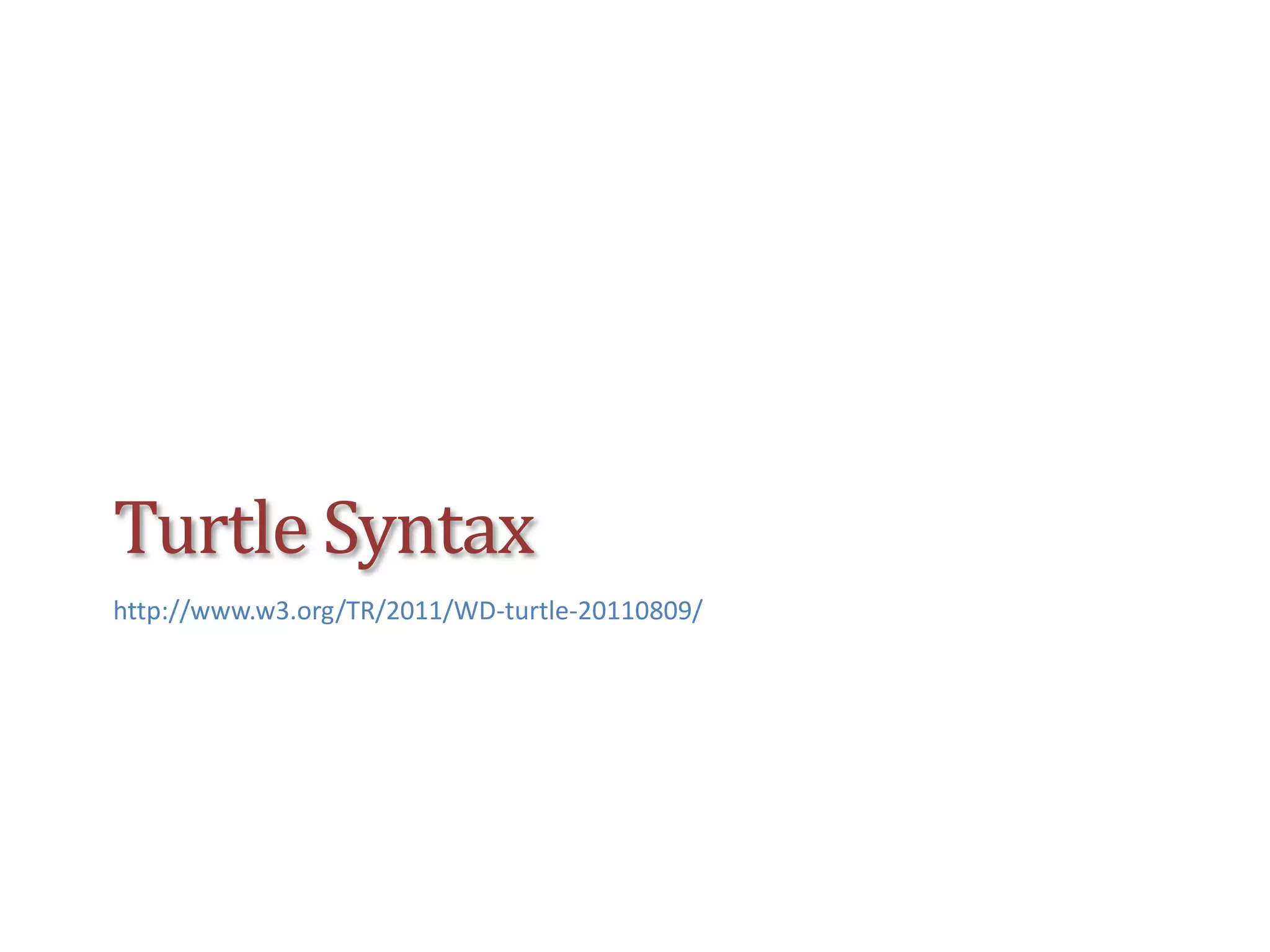Turtle Syntax
http://www.w3.org/TR/2011/WD-turtle-20110809/
 