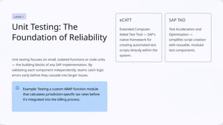 Unit Testing Scripts Sap Project SAP & Tosca Fundamentals ,Introduction to SAP Testing | PPTX