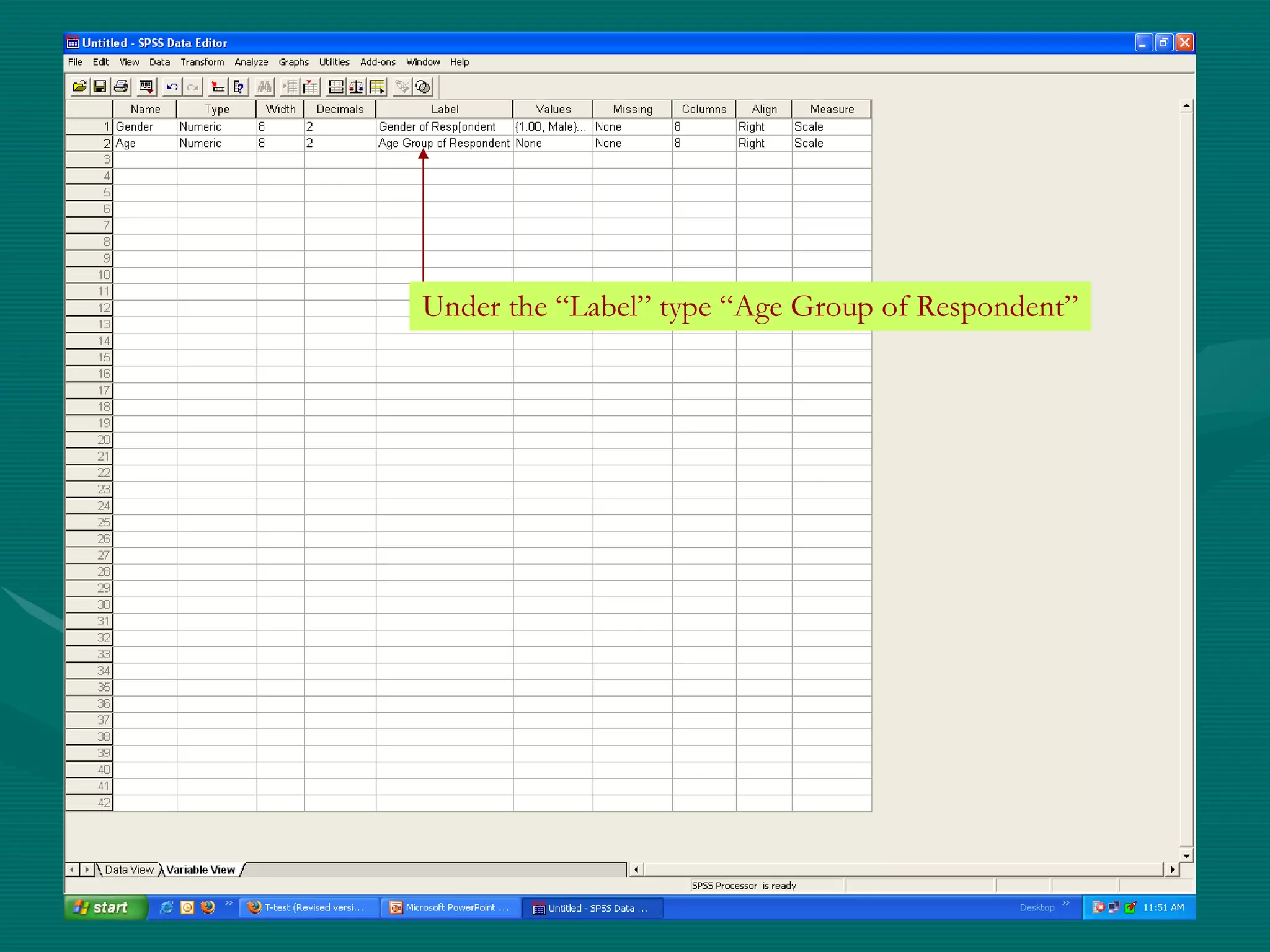 Under the “Label” type “Age Group of Respondent” 