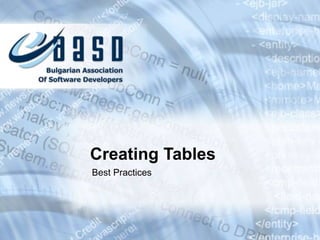 Creating Tables Best Practices 