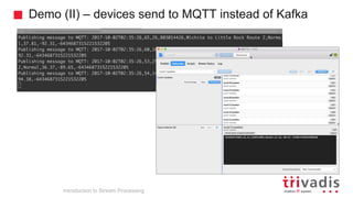 Demo (II) – devices send to MQTT instead of Kafka
Introduction to Stream Processing
 