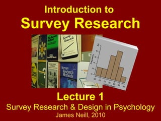 Lecture 1 Survey Research & Design in Psychology James Neill,  2010 Introduction to  Survey Research 