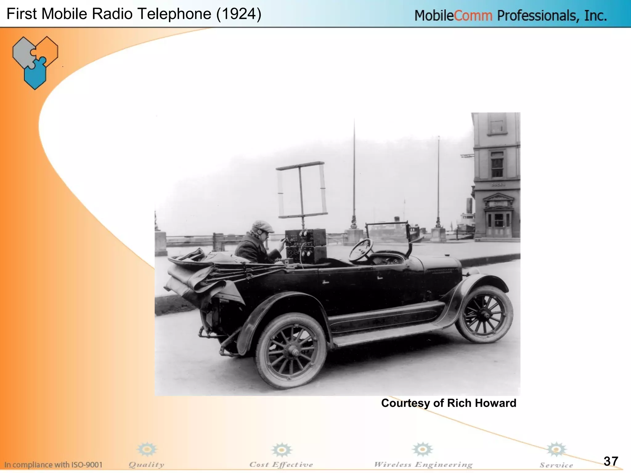 37
Courtesy of Rich Howard
First Mobile Radio Telephone (1924)
 