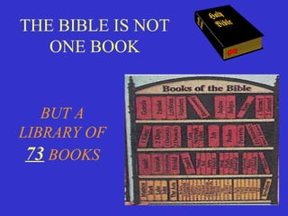 THE BIBLE IS NOT
ONE BOOK
BUT A
LIBRARY OF
73 BOOKS
 