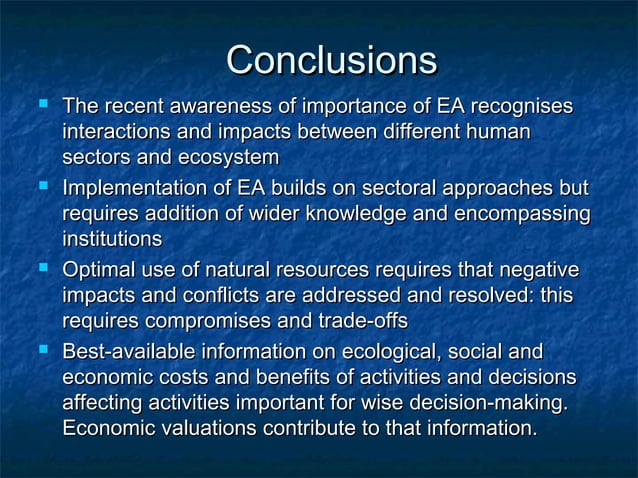Introduction to the ecosystem approach as a framework for management of ...