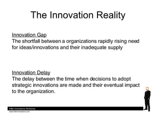 The Innovation Reality Innovation Gap The shortfall between a organizations rapidly rising need for ideas/innovations and ...
