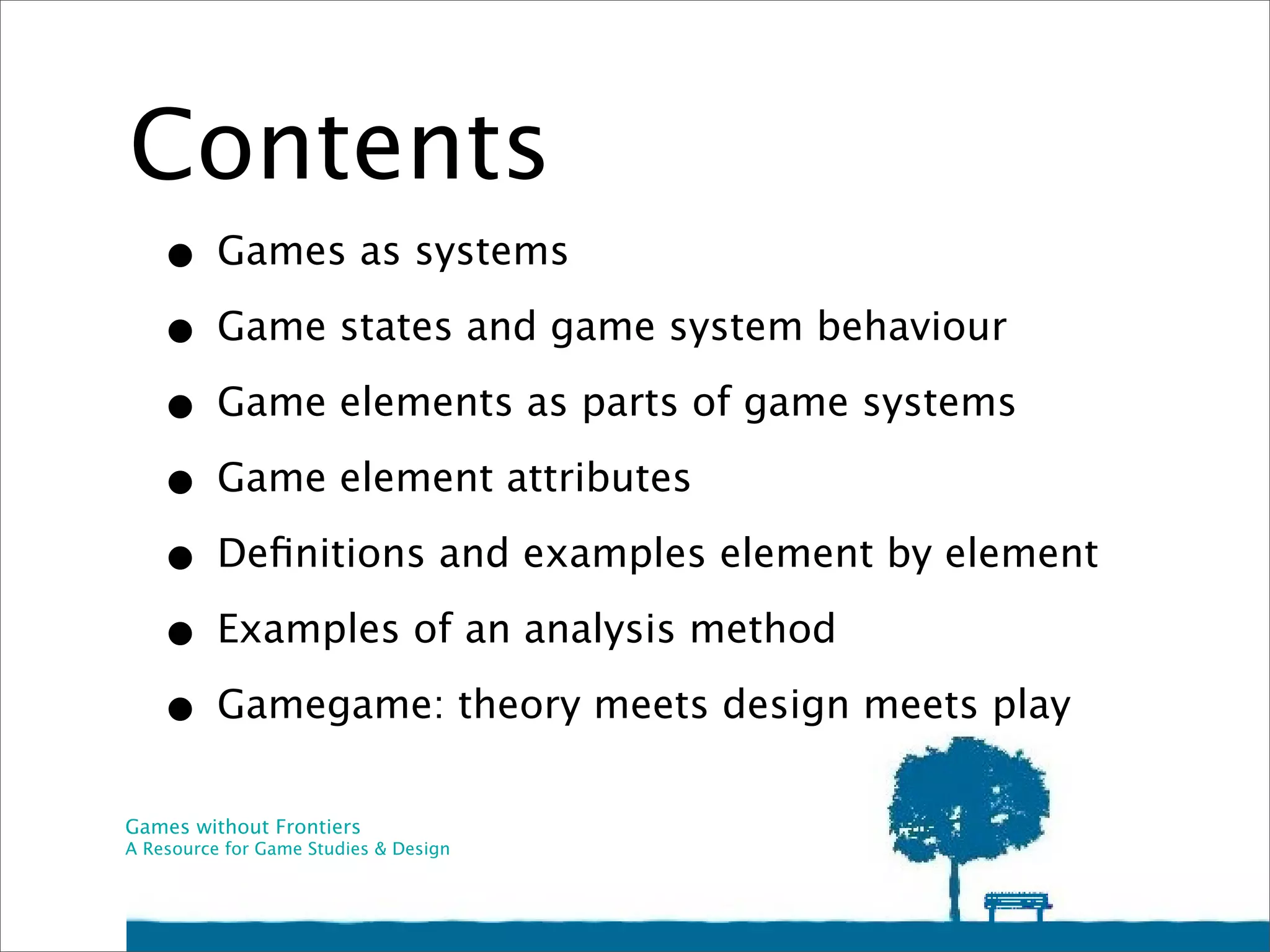 Introduction to the Theory of Game Elements