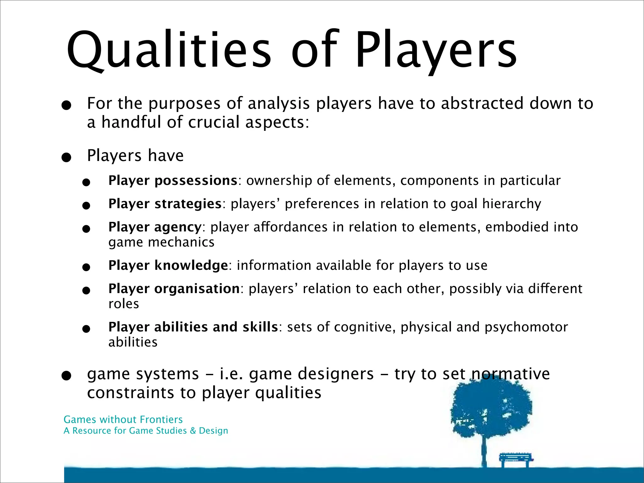 Introduction to the Theory of Game Elements