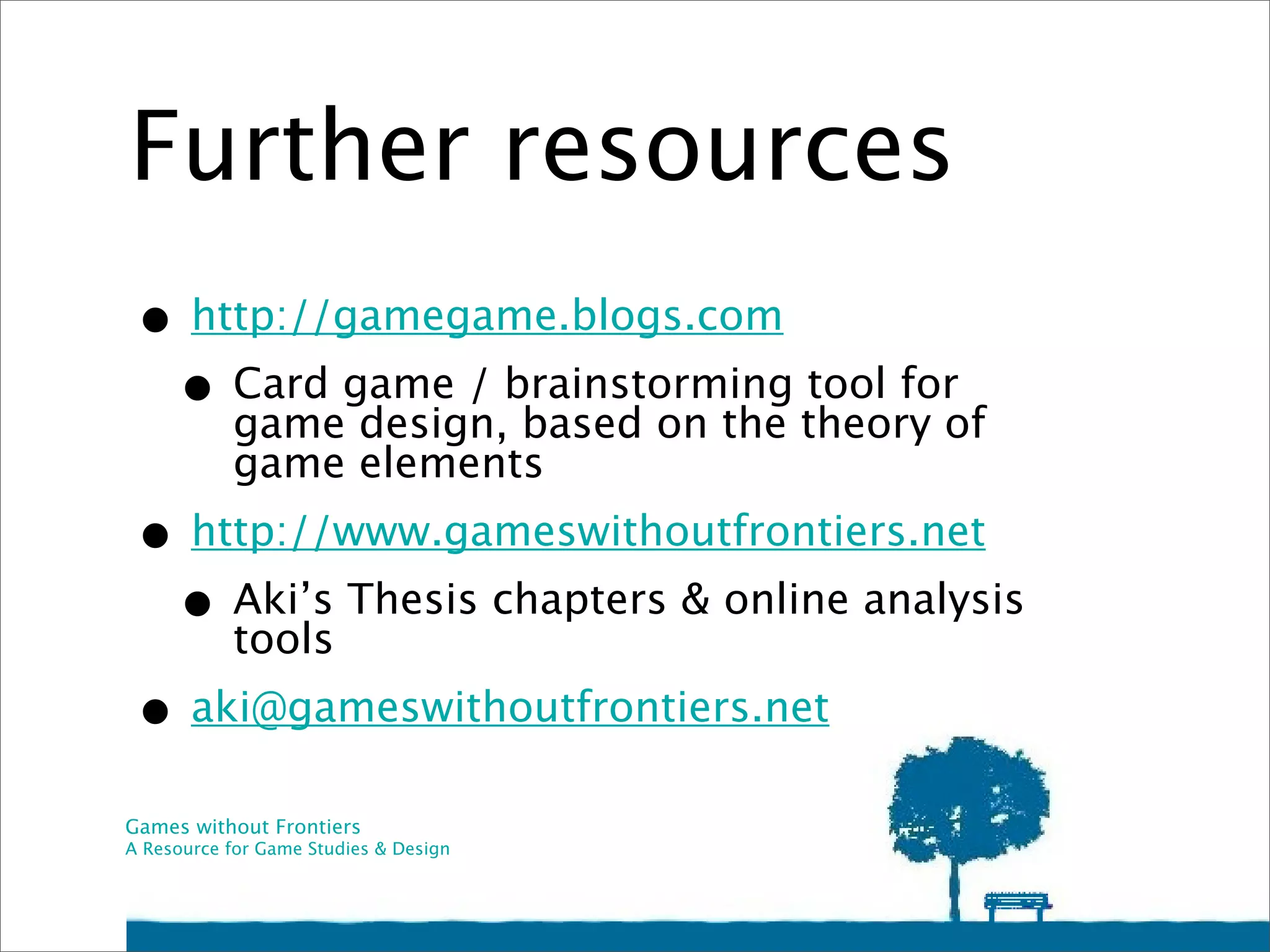 Introduction to the Theory of Game Elements