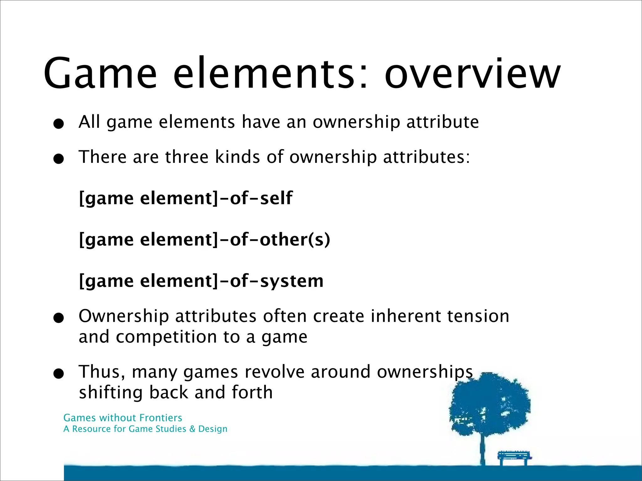 Introduction to the Theory of Game Elements