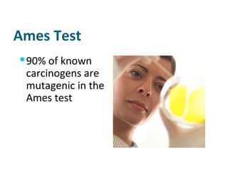 Ames Test 90% of known carcinogens are mutagenic in the Ames test 