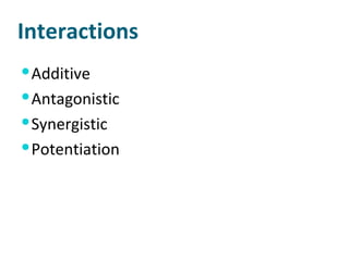 Interactions Additive Antagonistic Synergistic Potentiation 