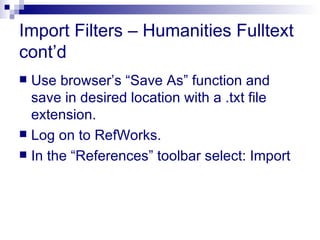 How Ref Works Introduction to using Refworks | PPT