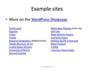 Example siteswww.craigbailey.netMore on the WordPress Showcase