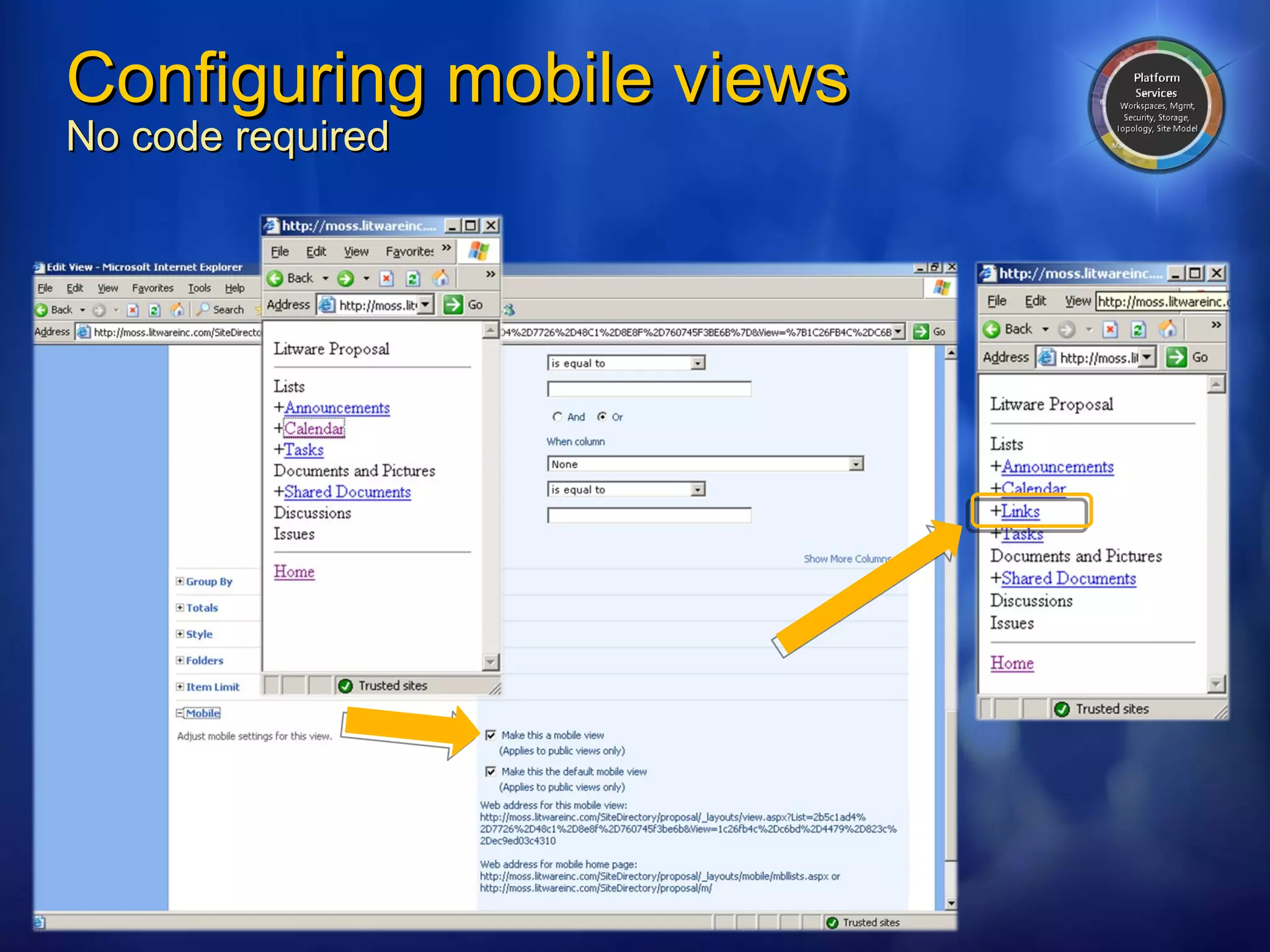 Configuring mobile views No code required 