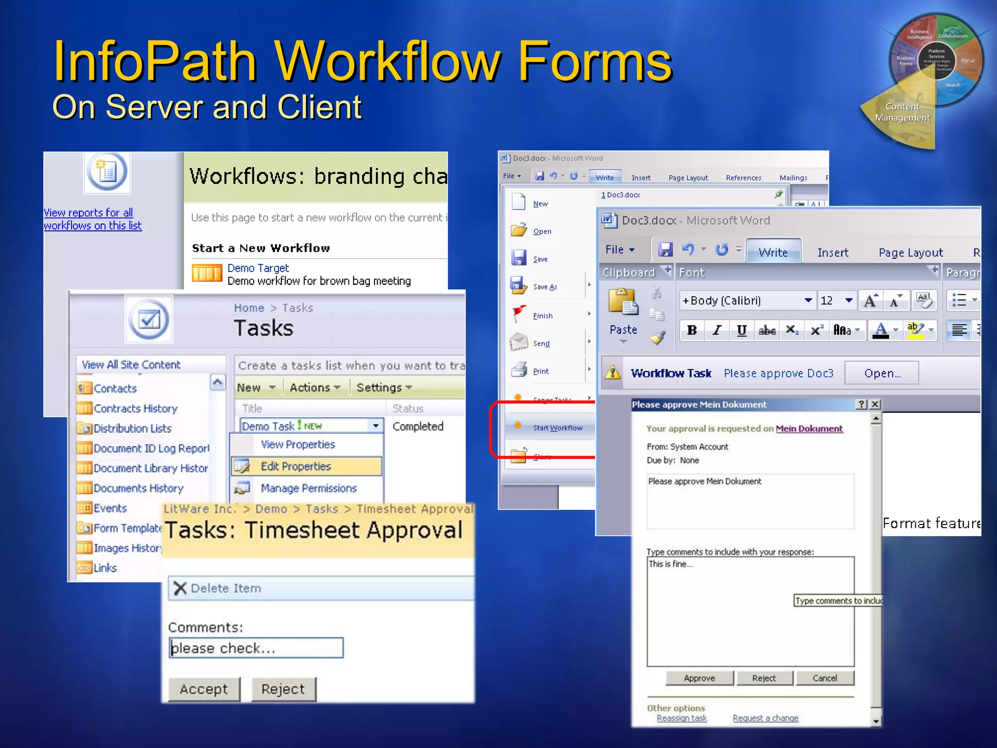 InfoPath Workflow Forms On Server and Client 