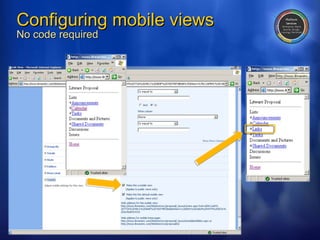 Configuring mobile views No code required 