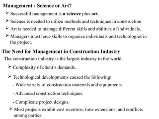 Introduction of construction Management in civil engineering | PPTX